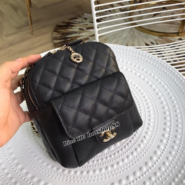 CHANEL女包 Chanel Small backpack小書包 19早春新款 魚子醬菱格小背包 香奈兒雙肩包 djc1112